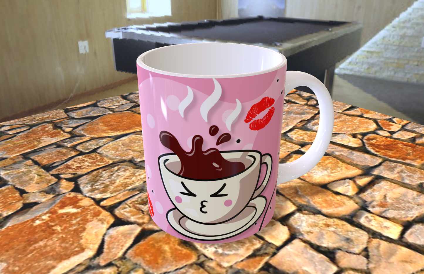 Taza de cafe con beso incluido